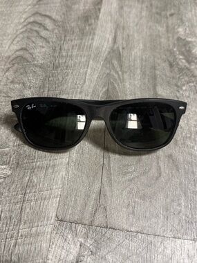 Ray-Ban Black Frame Sunglasses with Dark Green Lenses